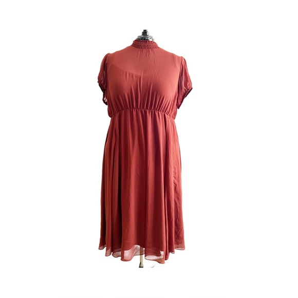 torrid Dresses & Skirts - Torrid Smocked Neck Midi Dress | Terracotta Ruffle Sleeve | Size 3 (22/24)